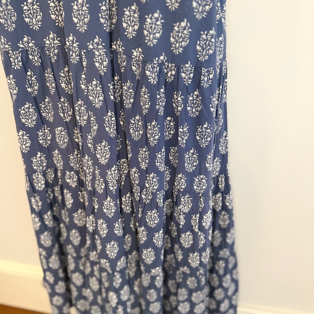 MAREA by Liz Joy short sleeve Maxi Dress in blue indigo print, size Small - Picture 8 of 11